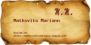 Matkovits Mariann névjegykártya
