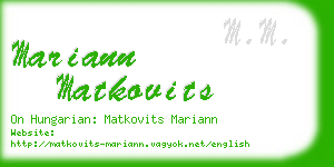 mariann matkovits business card